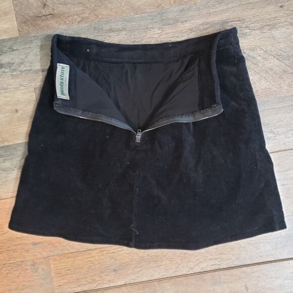 Grommets Lace Up Corduroy Zip Rib Black A-Line Mini Skirt Grunge Goth Witchy S - Picture 8 of 12